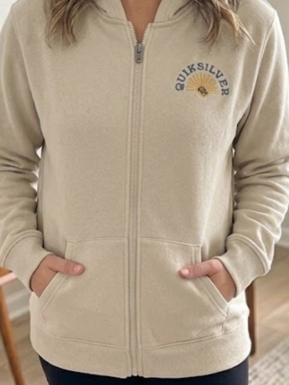 Quiksilver Kids Cream Full-Zip Hoodie with Sun Graphic